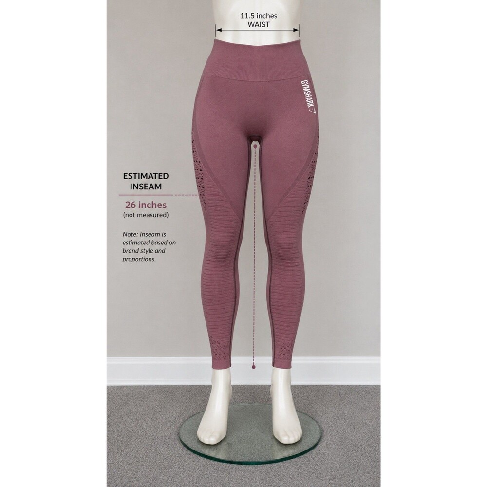 Gymshark Women's Mauve Seamless Ankle Leggings Geometric Logo | 11.5w (XS)